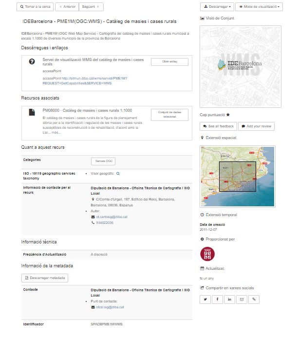 Vista informació metadada per defecte